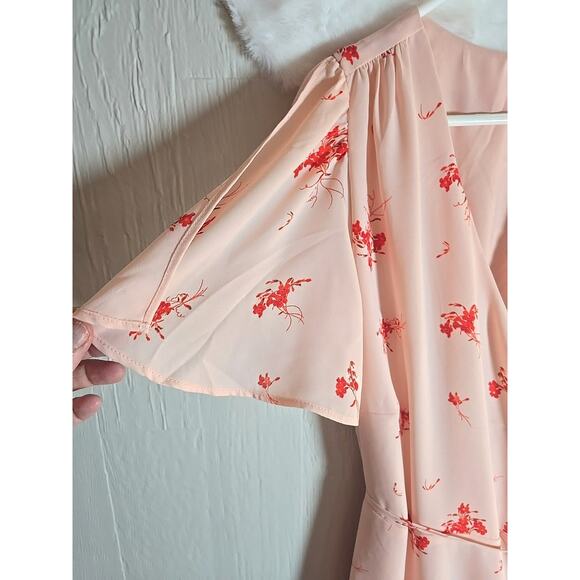 Chelsea28 Pink Midi Ruffle Wrap Dress Womens Large Feminine Cottage Coquette - Picture 4 of 8